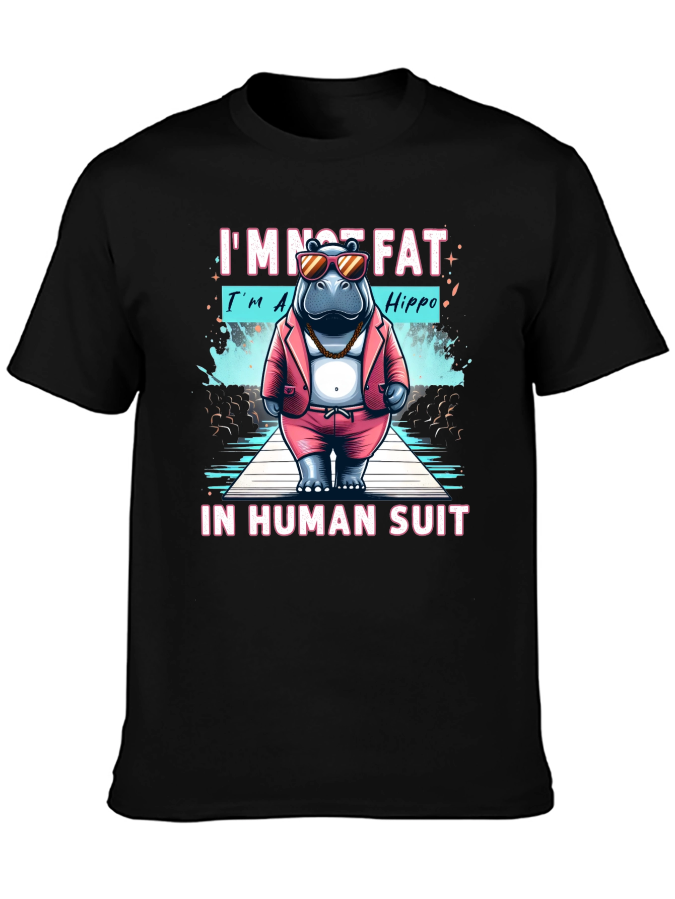 Funny Hippo in Human Suit Graphic Tee