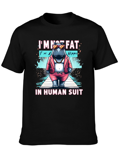 Funny Hippo in Human Suit Graphic Tee