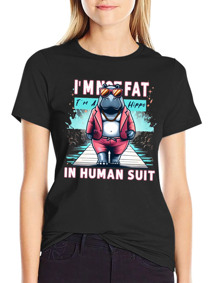 Funny Hippo in Human Suit Graphic Tee