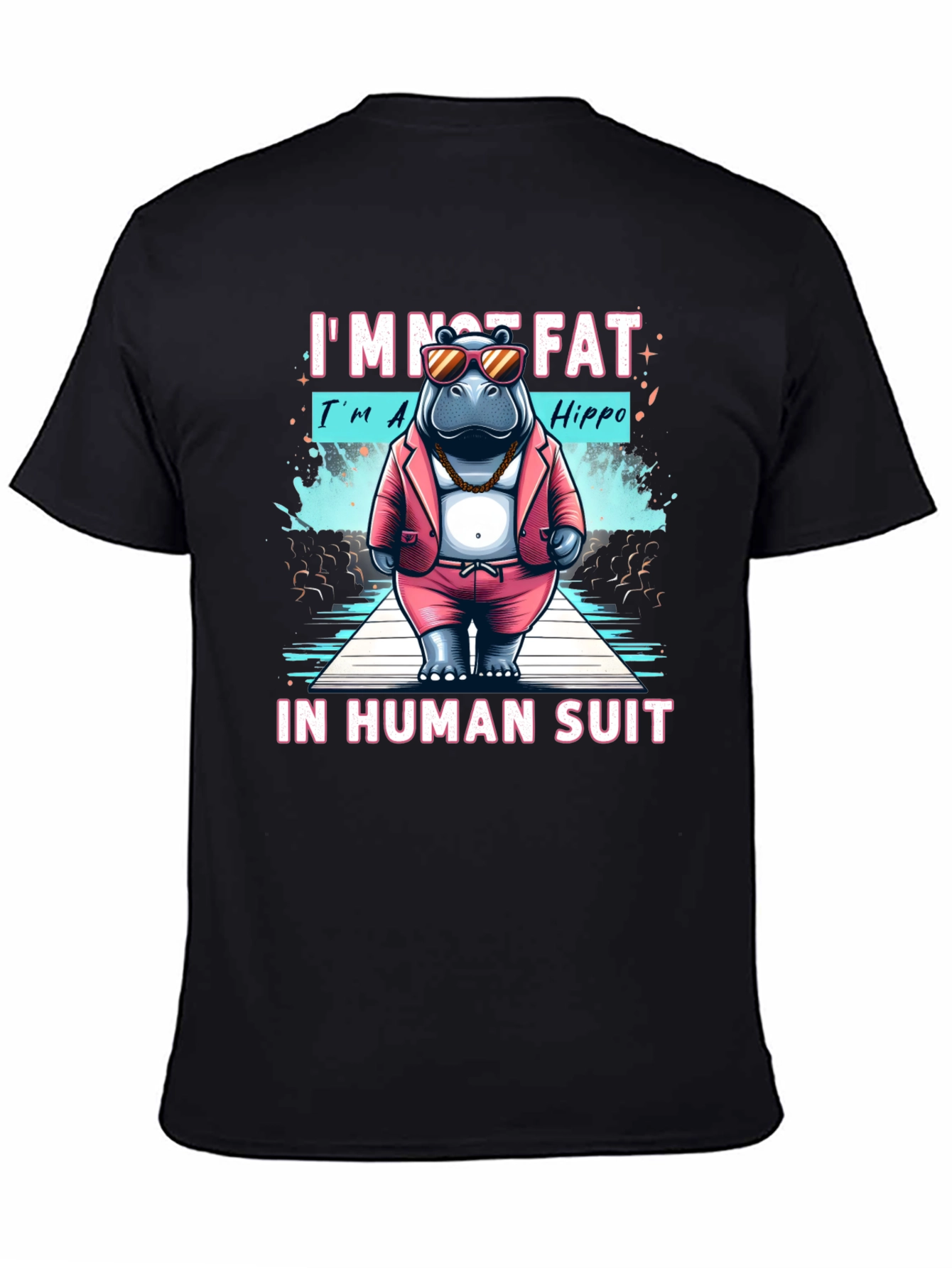 Funny Hippo in Human Suit Graphic Tee