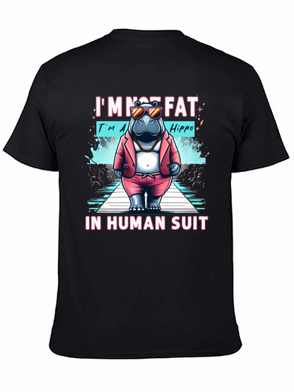 Funny Hippo in Human Suit Graphic Tee