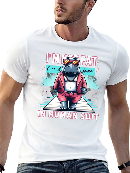 Funny Hippo in Human Suit Graphic Tee