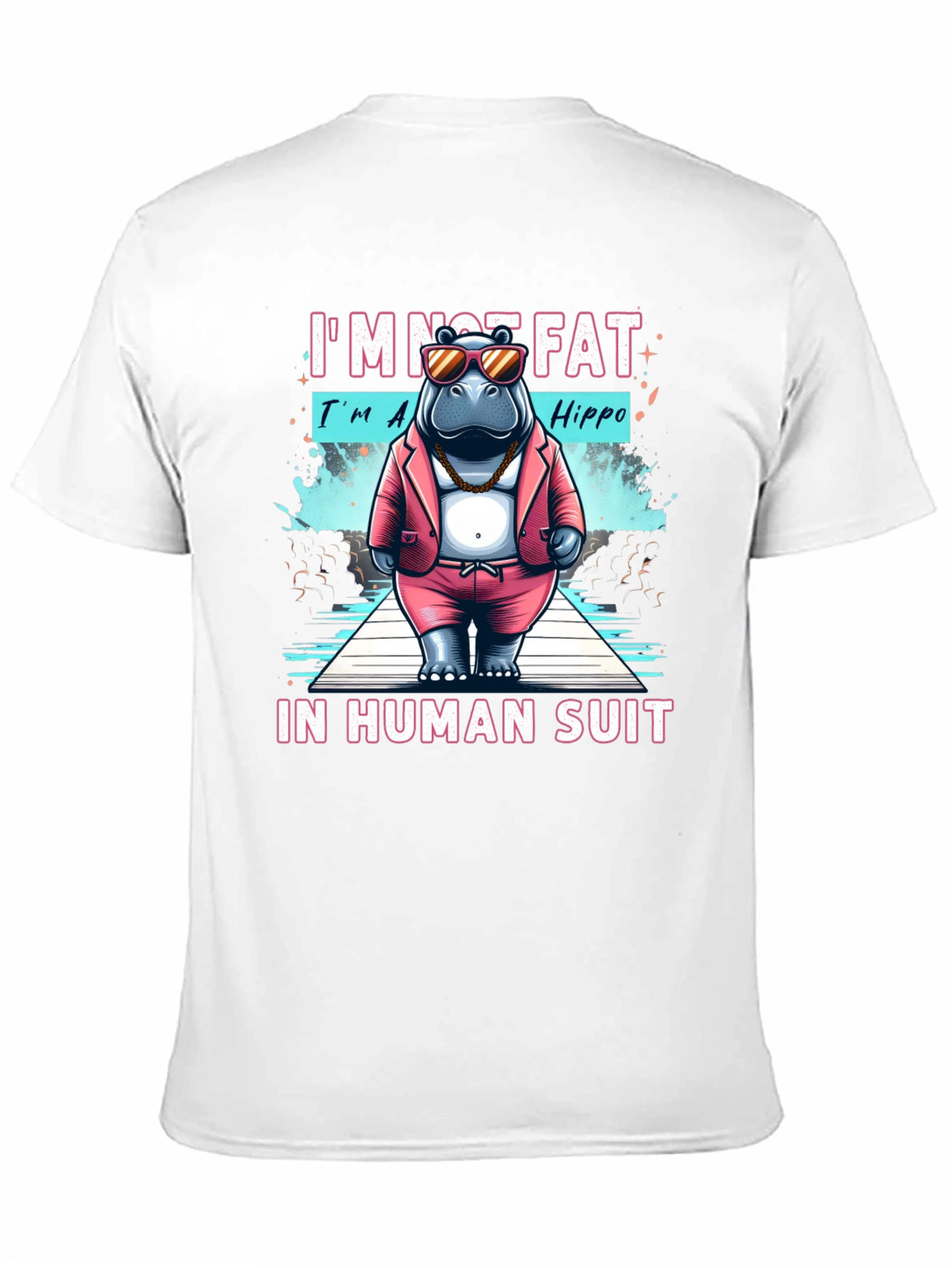 Funny Hippo in Human Suit Graphic Tee