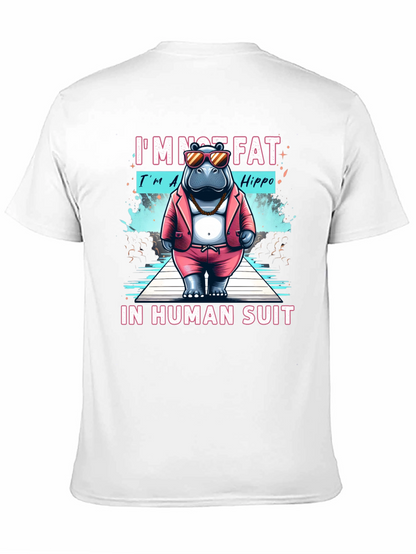 Funny Hippo in Human Suit Graphic Tee