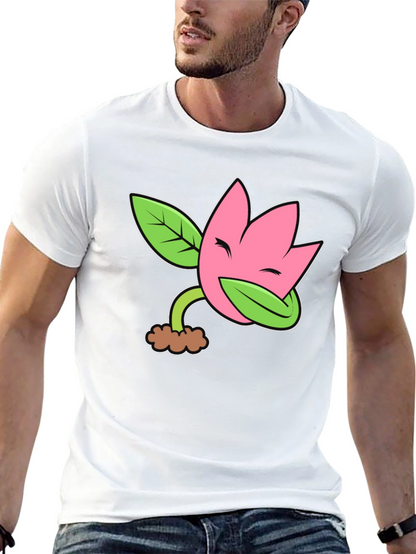 Funny Flower Plant Cartoon Black T-Shirt