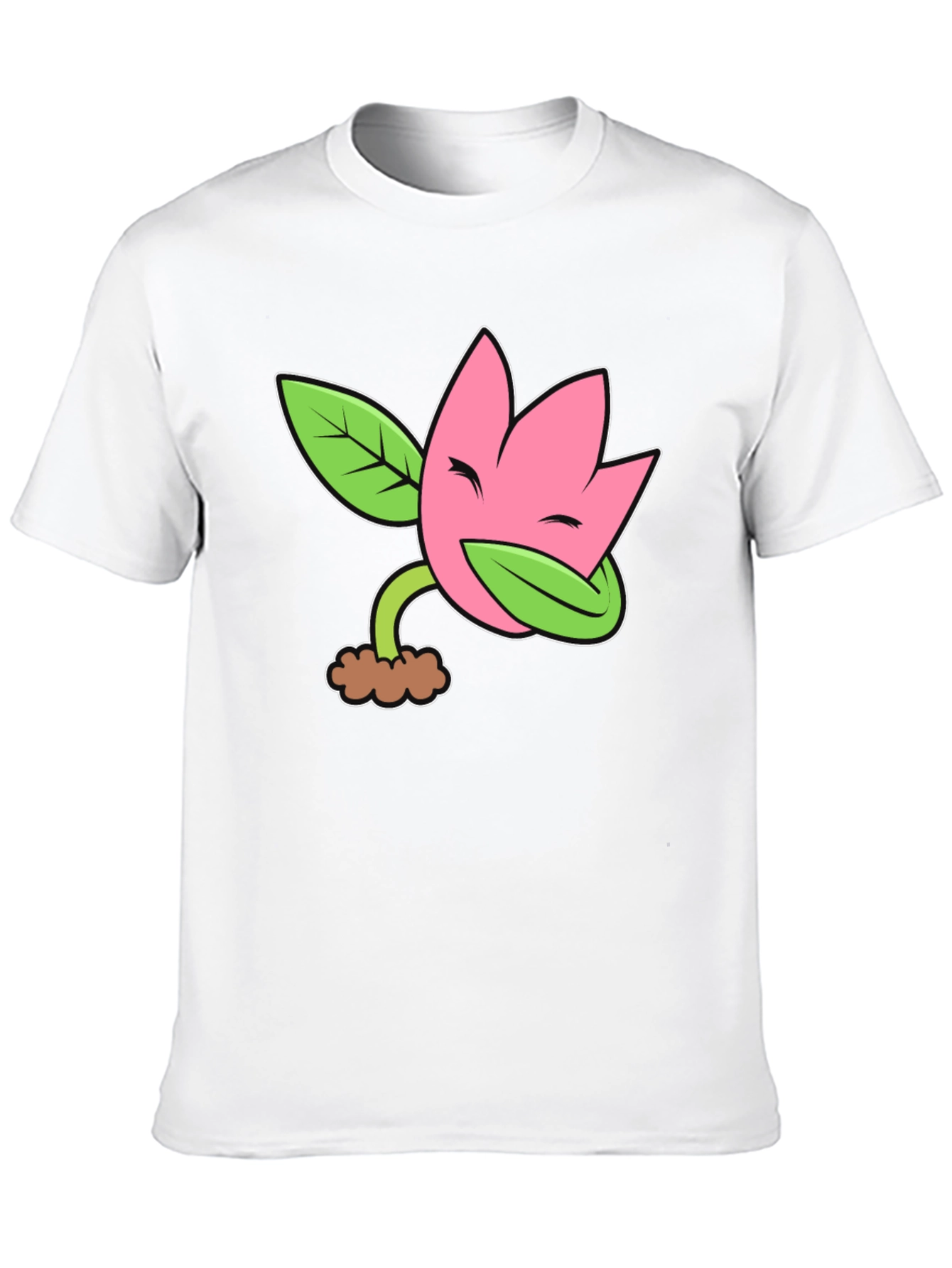 Funny Flower Plant Cartoon Black T-Shirt