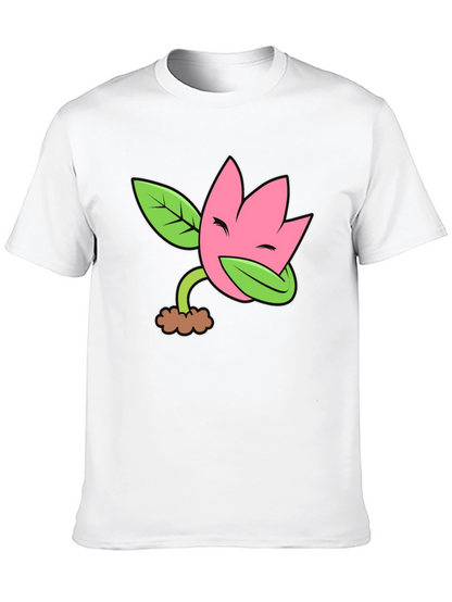 Funny Flower Plant Cartoon Black T-Shirt