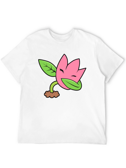 Funny Flower Plant Cartoon Black T-Shirt