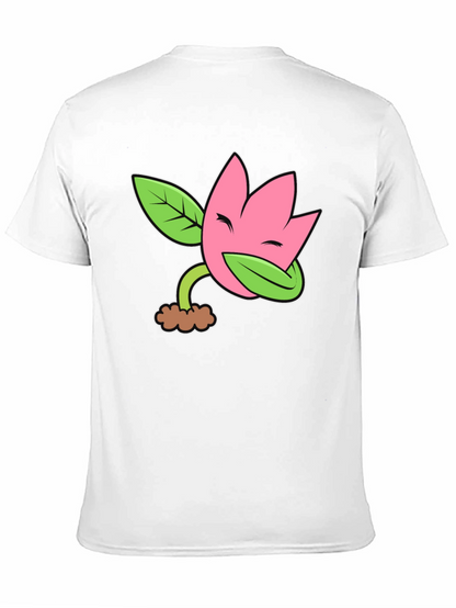 Funny Flower Plant Cartoon Black T-Shirt