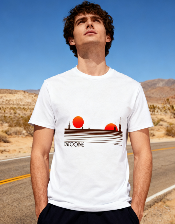 Tatooine Double Sunset Star Wars Inspired T-Shirt - 100% Cotton, Sci-Fi Casual Tee for Movie Fans & Everyday Occasions
