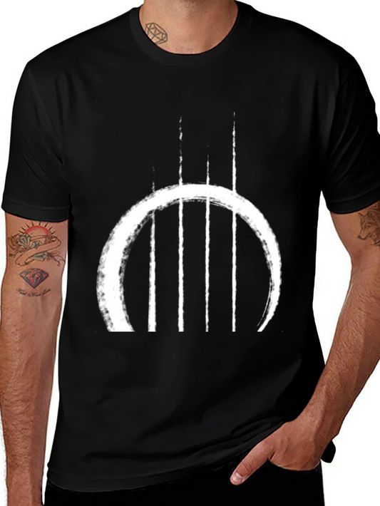 Abstract Circle & Lines Graphic Black T-Shirt