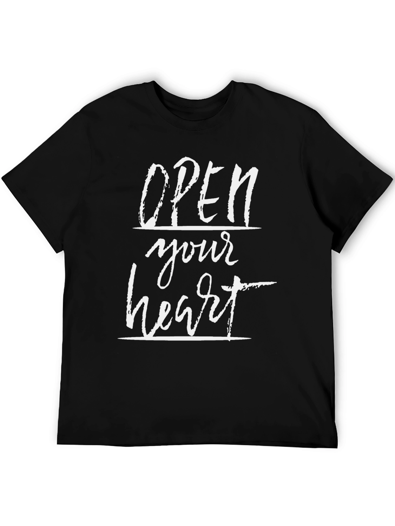 Open Your Heart Graphic Black T-Shirt