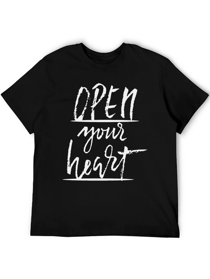 Open Your Heart Graphic Black T-Shirt