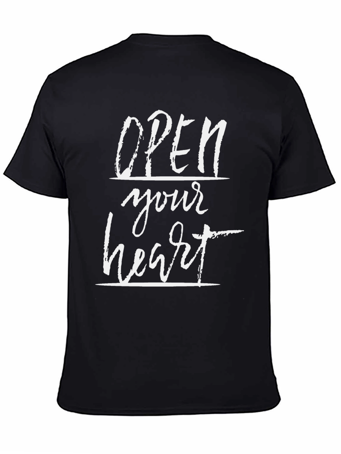 Open Your Heart Graphic Black T-Shirt