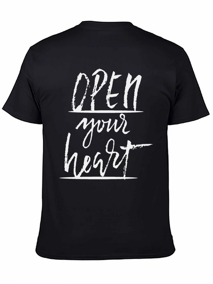 Open Your Heart Graphic Black T-Shirt