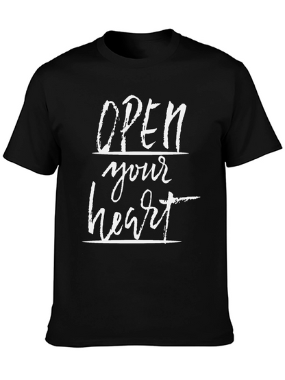 Open Your Heart Graphic Black T-Shirt