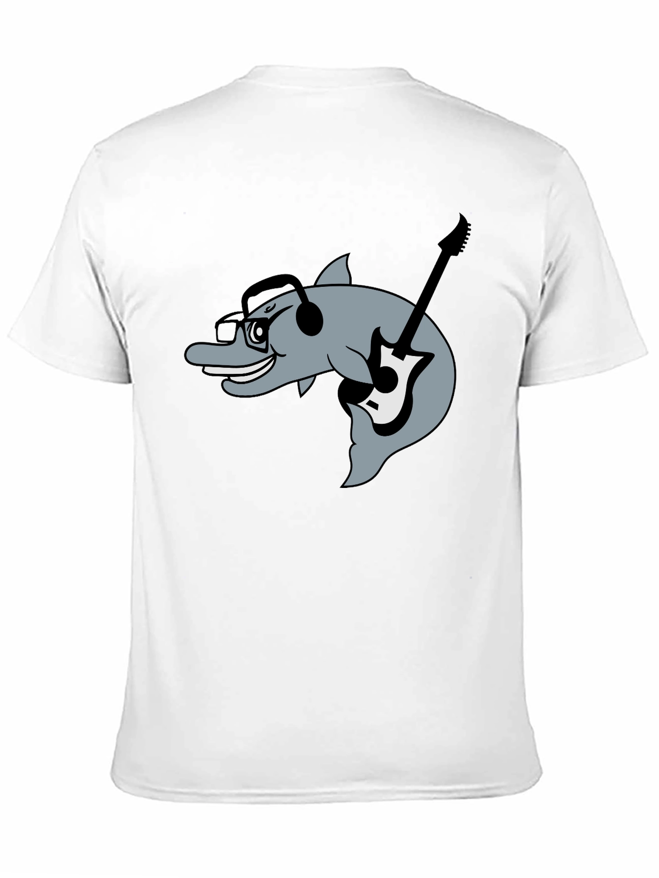 Dolphin Guitarist Graphic Tee - Black Cotton Comfort