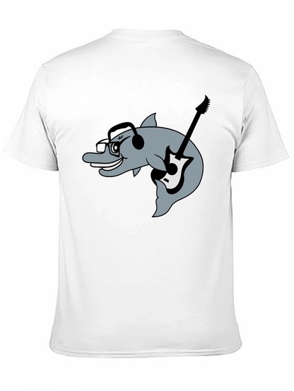 Dolphin Guitarist Graphic Tee - Black Cotton Comfort