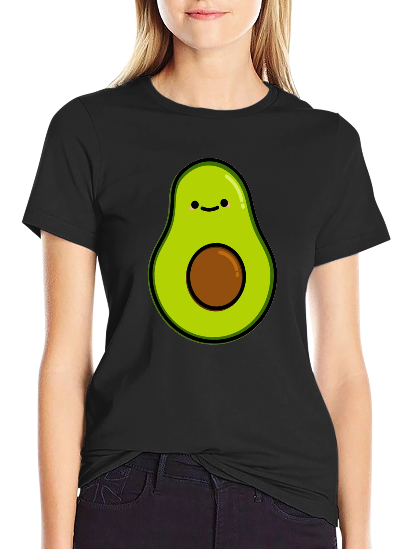Cute Avocado Graphic T-Shirt - Black