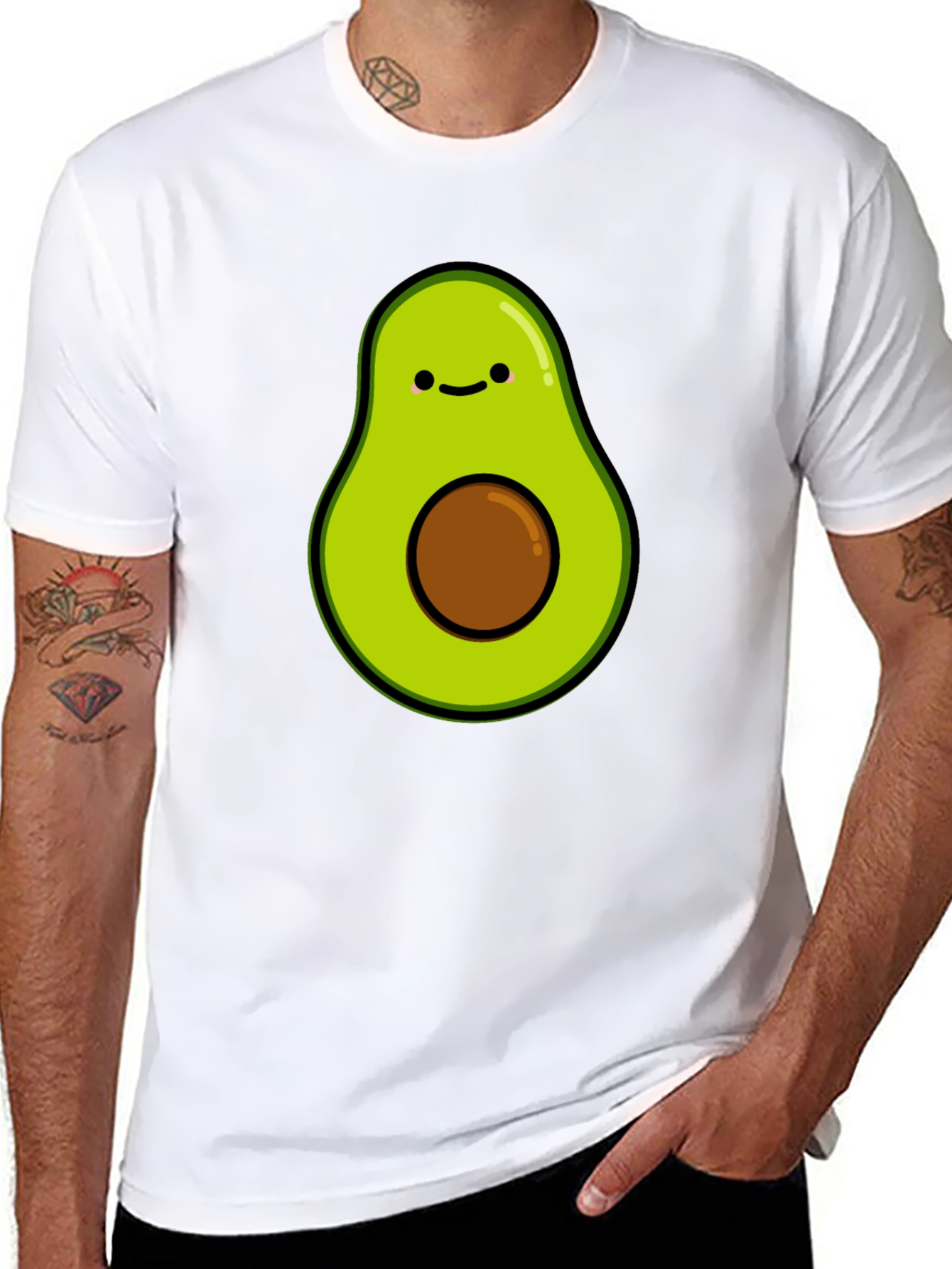 Cute Avocado Graphic T-Shirt - Black
