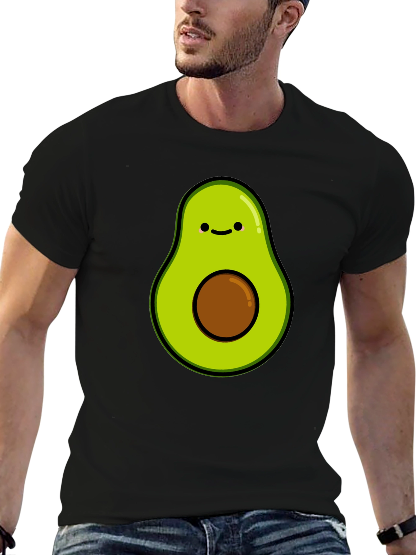 Cute Avocado Graphic T-Shirt - Black