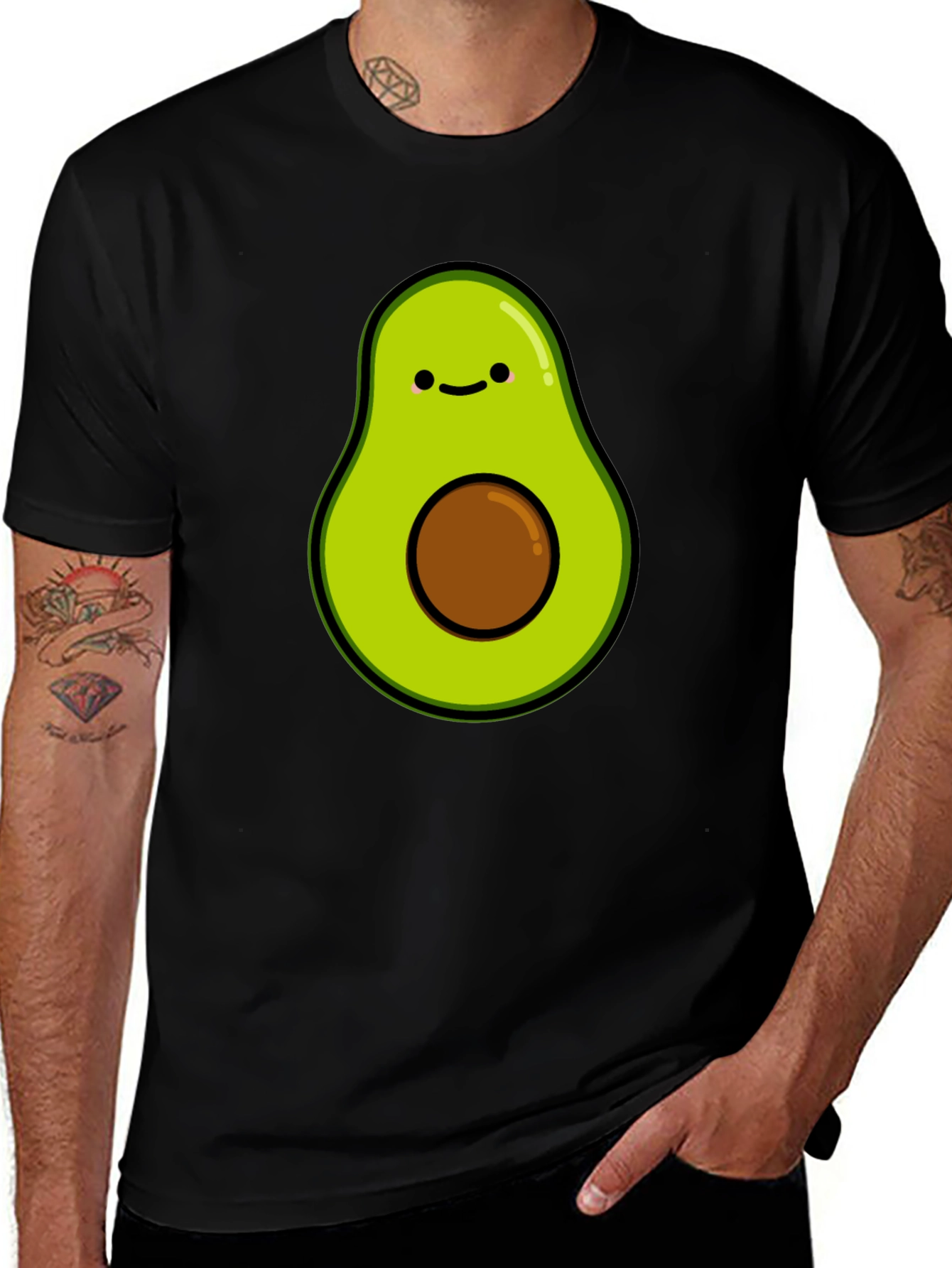 Cute Avocado Graphic T-Shirt - Black