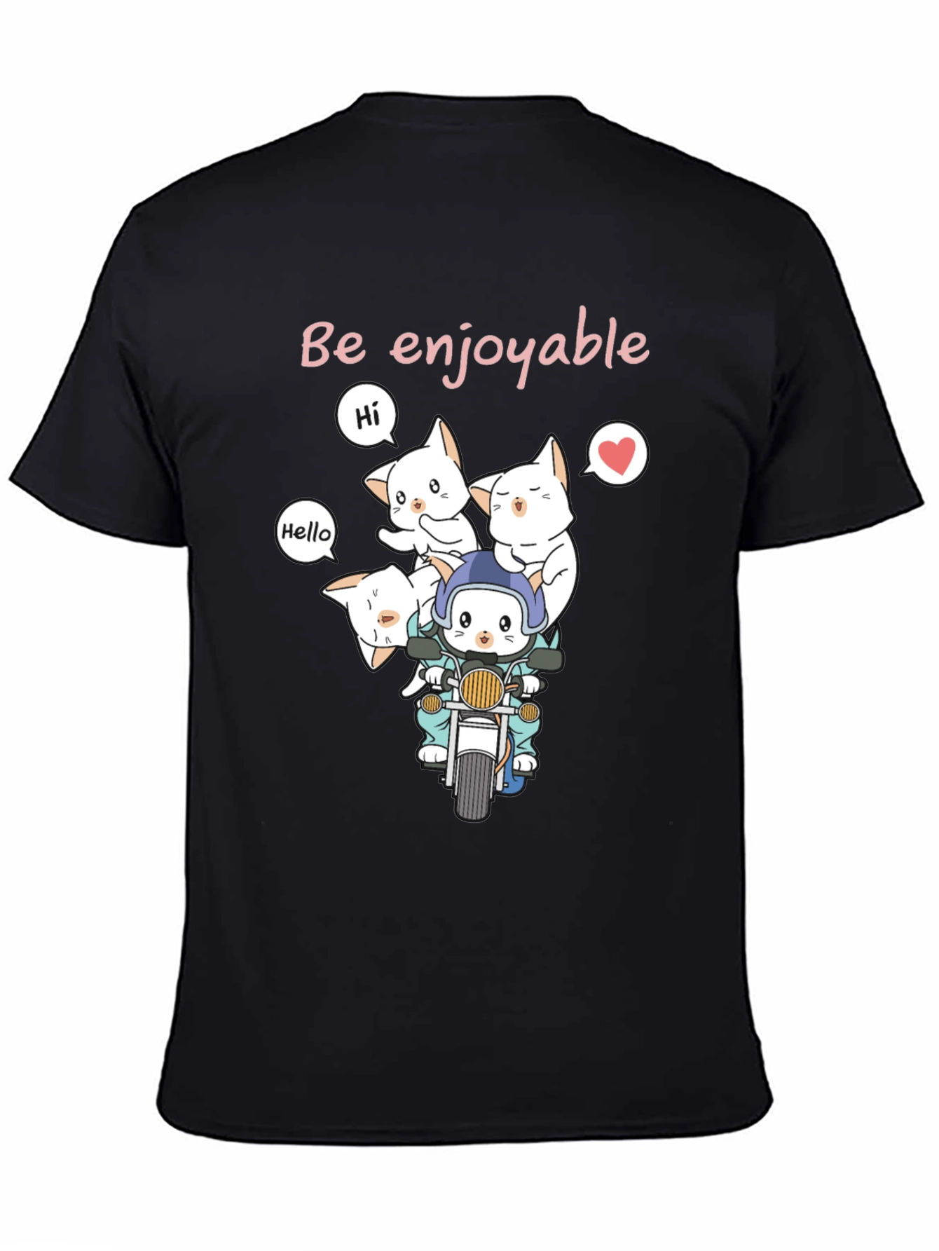 Cute Cats on Motorcycle Graphic T-Shirt