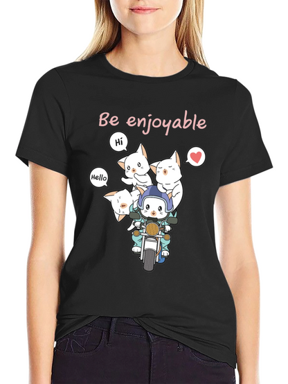 Cute Cats on Motorcycle Graphic T-Shirt
