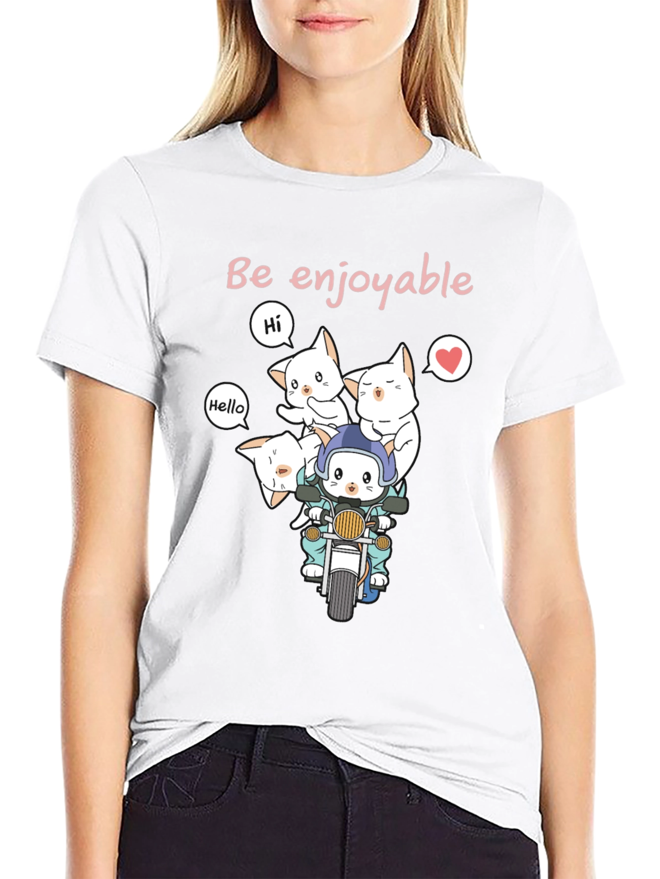 Cute Cats on Motorcycle Graphic T-Shirt