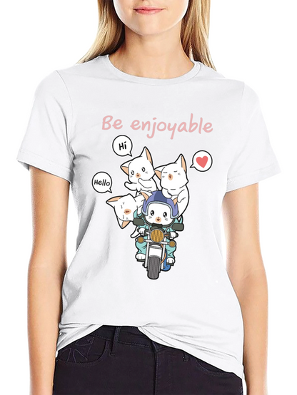 Cute Cats on Motorcycle Graphic T-Shirt