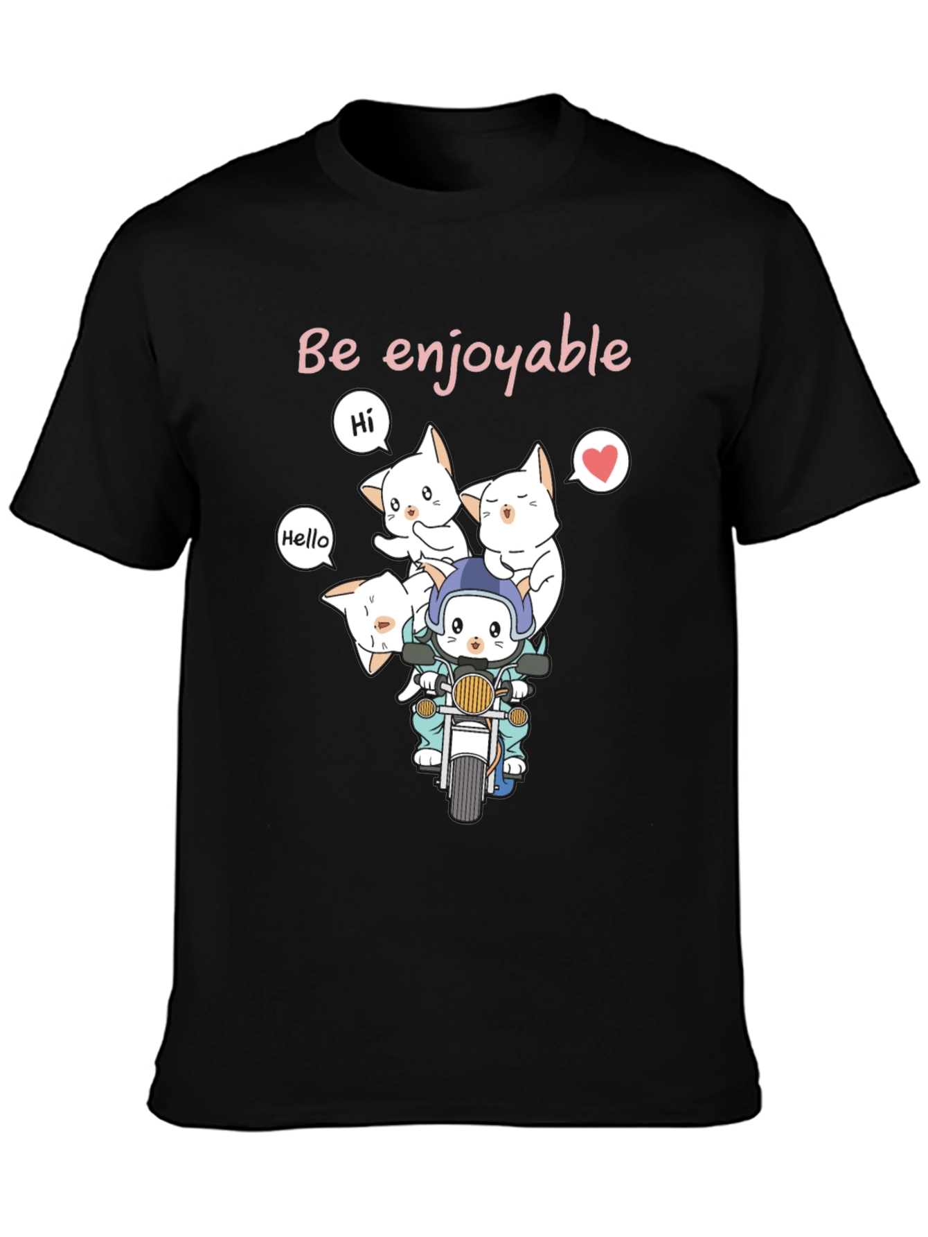 Cute Cats on Motorcycle Graphic T-Shirt