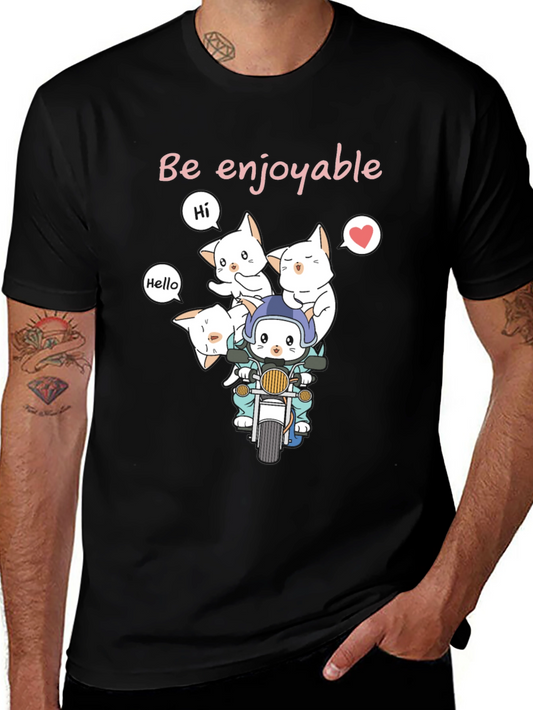 Cute Cats on Motorcycle Graphic T-Shirt