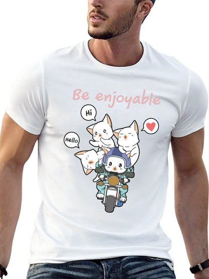 Cute Cats on Motorcycle Graphic T-Shirt
