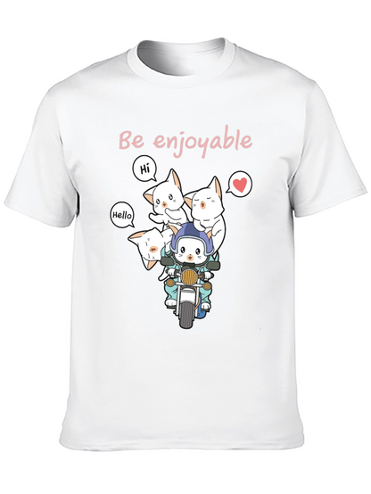 Cute Cats on Motorcycle Graphic T-Shirt