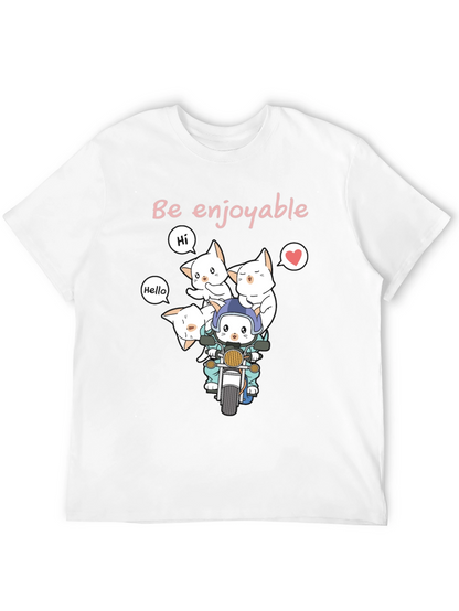 Cute Cats on Motorcycle Graphic T-Shirt