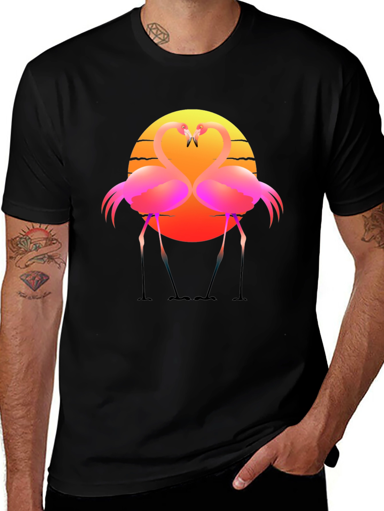 Flamingo Sunset Graphic Tee - Tropical Vibes