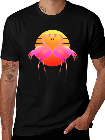 Flamingo Sunset Graphic Tee - Tropical Vibes