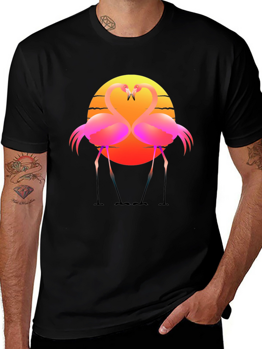 Flamingo Sunset Graphic Tee - Tropical Vibes