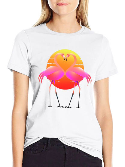 Flamingo Sunset Graphic Tee - Tropical Vibes