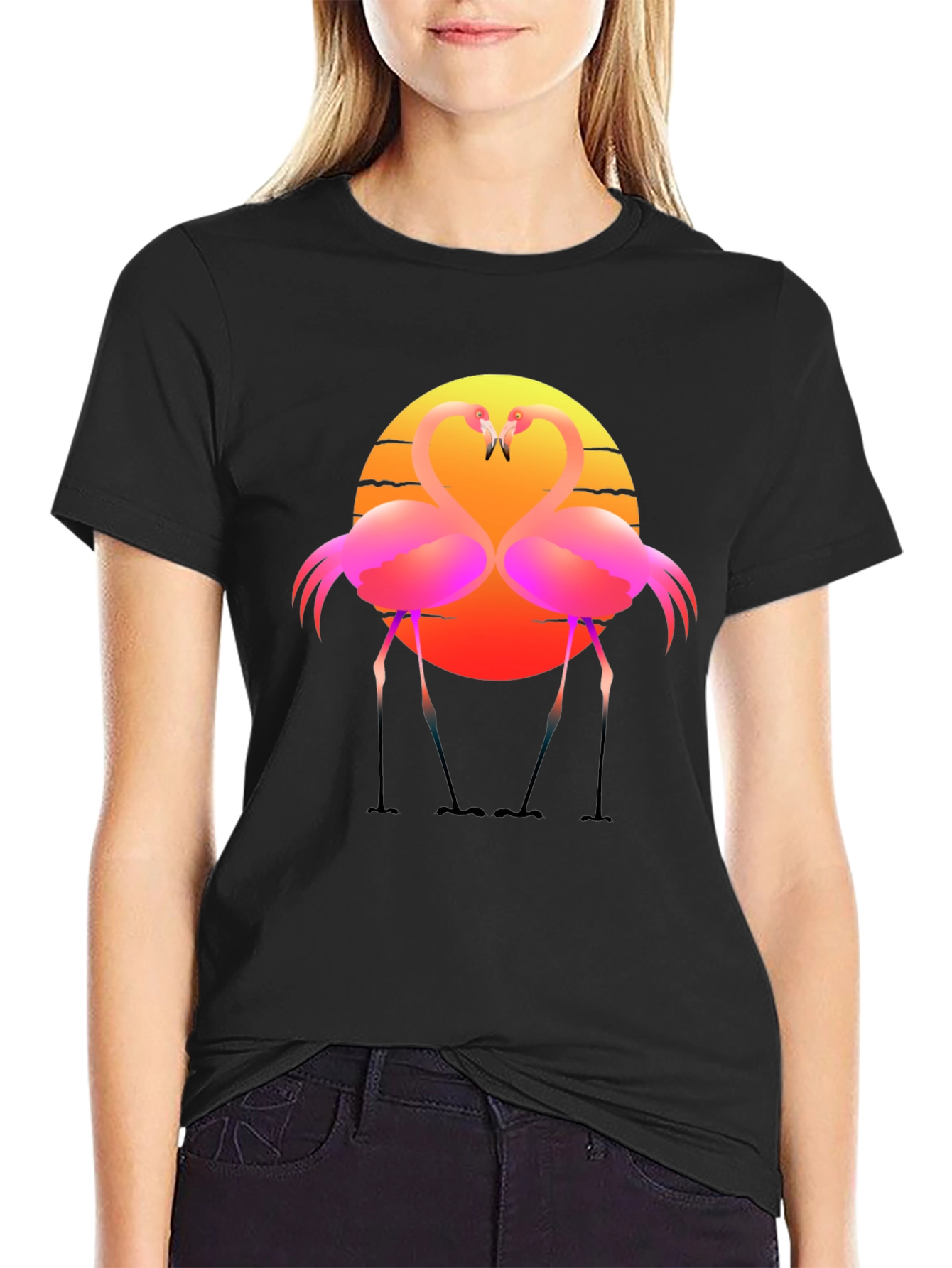 Flamingo Sunset Graphic Tee - Tropical Vibes