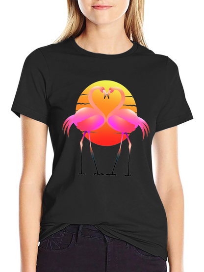 Flamingo Sunset Graphic Tee - Tropical Vibes