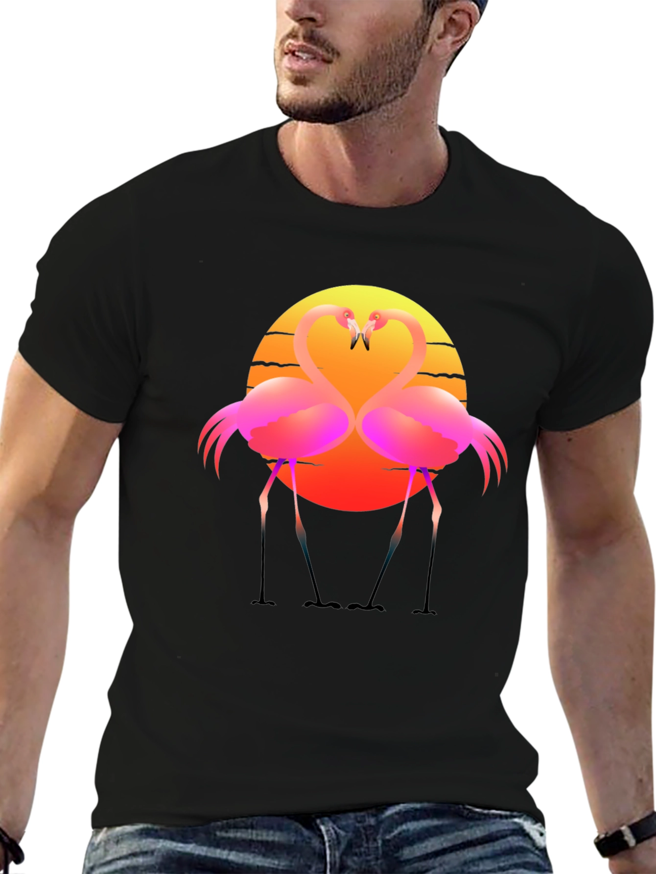 Flamingo Sunset Graphic Tee - Tropical Vibes