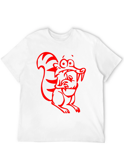 Cartoon Squirrel Graphic Tee - Black