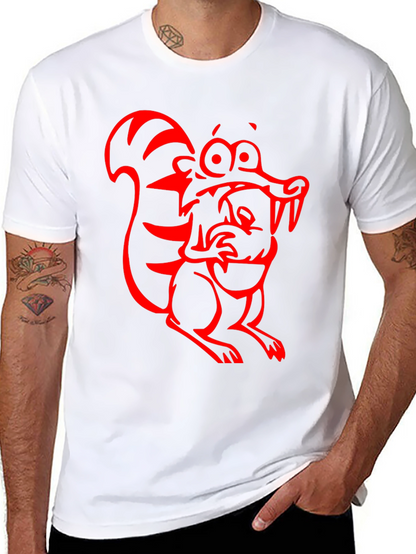 Cartoon Squirrel Graphic Tee - Black