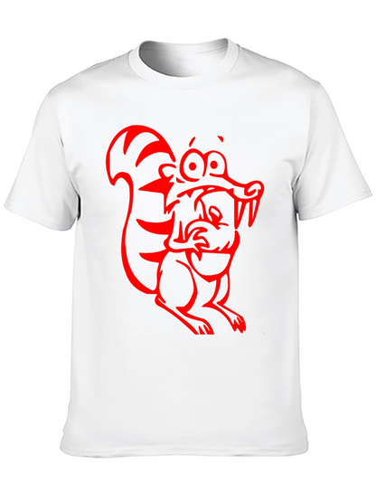 Cartoon Squirrel Graphic Tee - Black