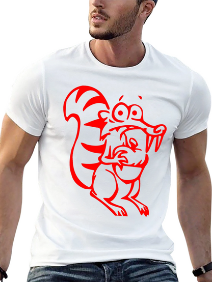 Cartoon Squirrel Graphic Tee - Black