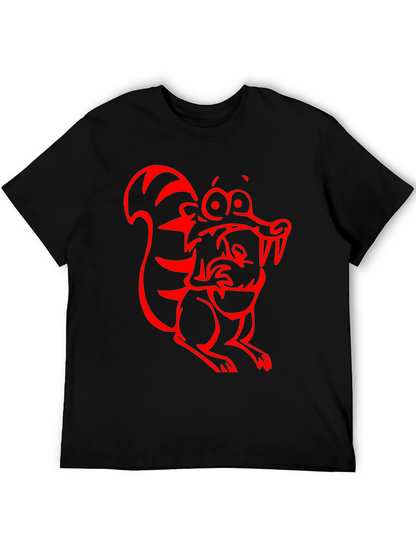 Cartoon Squirrel Graphic Tee - Black
