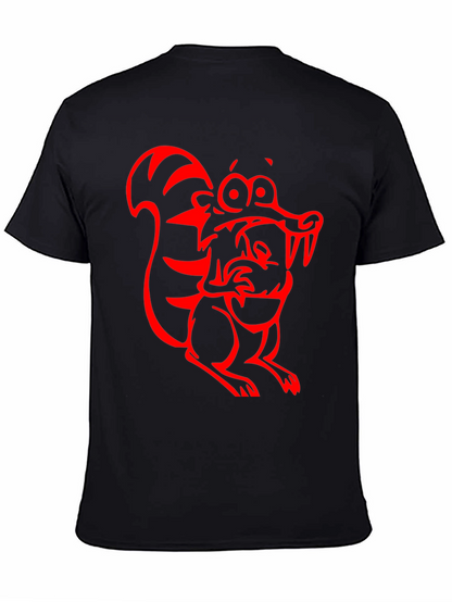 Cartoon Squirrel Graphic Tee - Black