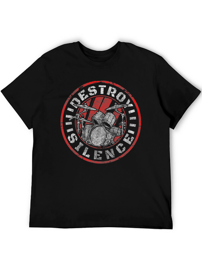 Destroying Silence Drum Kit Graphic T-Shirt