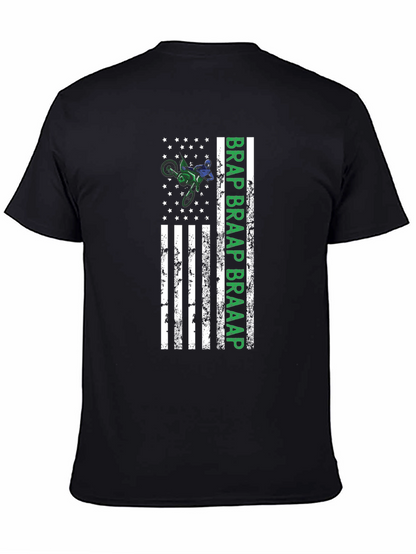 Motocross American Flag Graphic T-Shirt